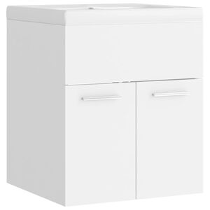 vidaXL Armoire d'&eacute;vier avec lavabo int&eacute;gr&eacute; Blanc Agglom&eacute;r&eacute;