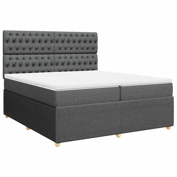 vidaXL Sommier &agrave; lattes de lit avec matelas Gris fonc&eacute; 200x200cm Tissu