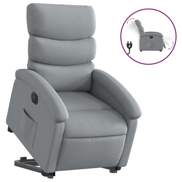 vidaXL Fauteuil inclinable &eacute;lectrique gris clair tissu