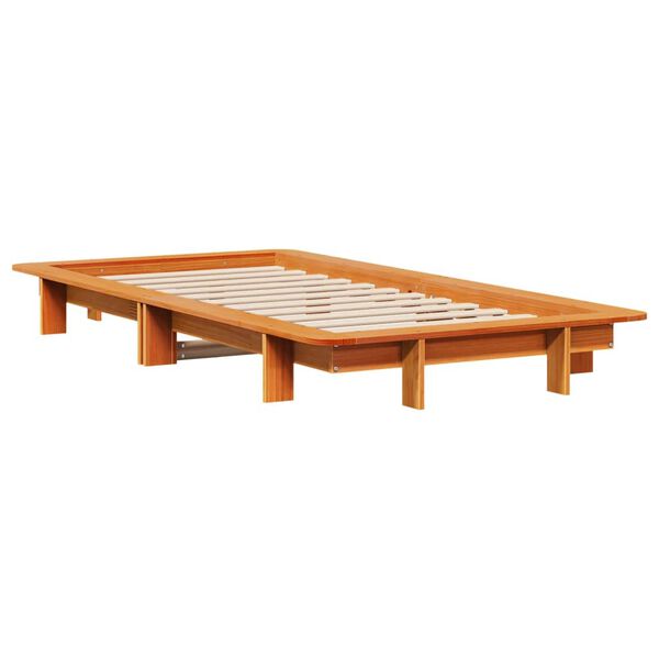 vidaXL Cadre de lit sans matelas cire marron 90x200 cm bois pin massif