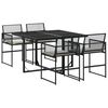 vidaXL Ensemble &agrave; manger de jardin coussins 5pcs noir r&eacute;sine tress&eacute;e