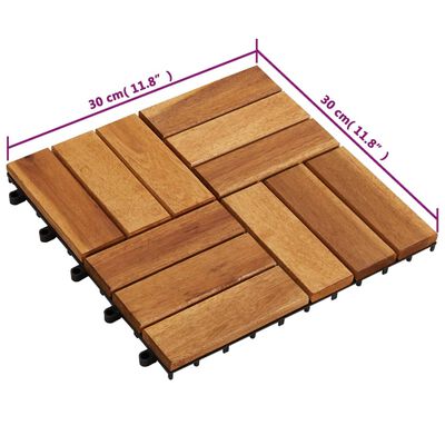 vidaXL Kit de tuiles de plancher en acacia 30 x 30 cm 20 pcs