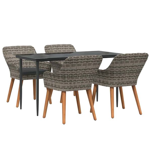 vidaXL Ensemble de salle &agrave; manger pour jardin 5 pcs Gris polyrotin