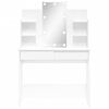 vidaXL Coiffeuse avec lumi&egrave;res LED blanc brillant 96x40x142 cm