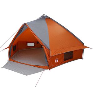 vidaXL Tente Teepee 10 personnes 10 personne Gris et orange