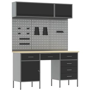 vidaXL Ensemble de placards de travail avec tiroir 8 pc Noir