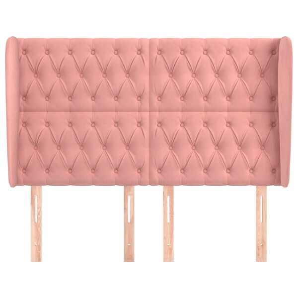 vidaXL T&ecirc;te de lit avec oreilles Rose 147x23x118/128 cm Velours