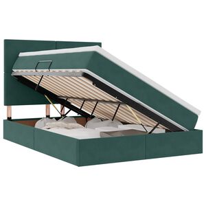 vidaXL Lit de rangement LED avec matelas Vert fonc&eacute; 140 x 200 cm