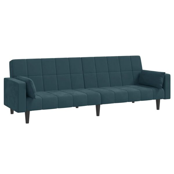 vidaXL Canap&eacute;-lit &agrave; 2 places avec deux oreillers bleu velours