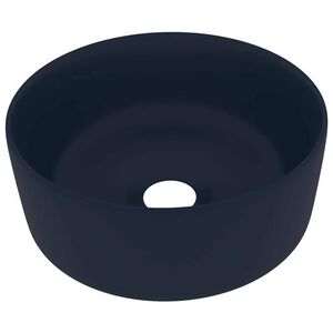 vidaXL Lavabo rond de luxe Bleu fonc&eacute; mat 40x15 cm C&eacute;ramique
