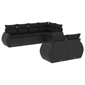 vidaXL Salon de jardin 7 pcs avec coussins noir r&eacute;sine tress&eacute;e