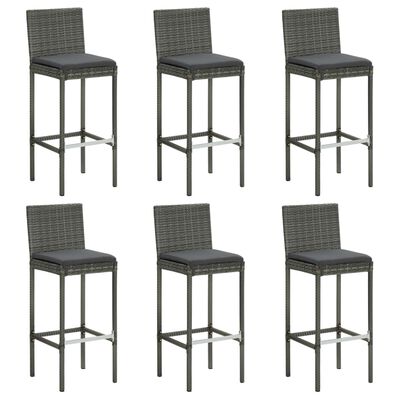 vidaXL Tabourets de bar avec coussins lot de 6 gris résine tressée