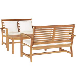 vidaXL Ensemble de canap&eacute; de jardin 3 pc Naturel Bois de teck massif