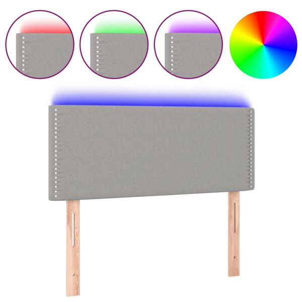 vidaXL T&ecirc;te de lit &agrave; LED Gris clair 80x5x78/88 cm Tissu