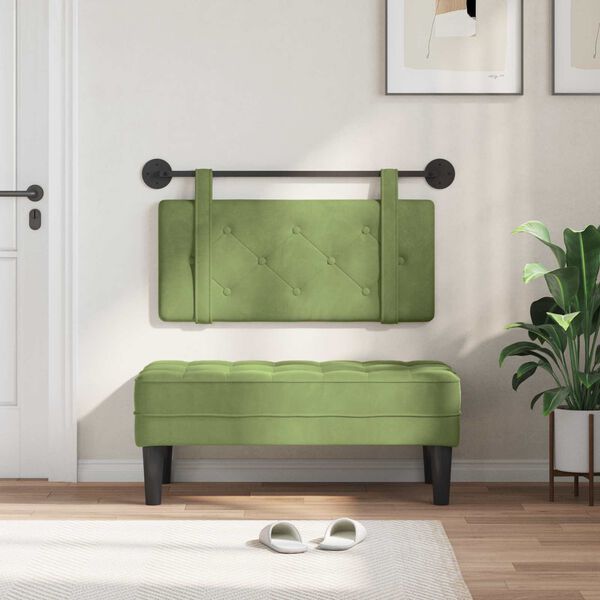 vidaXL T&ecirc;te de lit suspendue Vert clair 100 x 55 x 5 cm Velours
