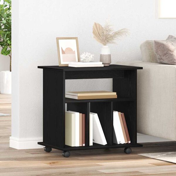 vidaXL Cabinet roulant Ch&ecirc;ne noir 60 x 45 x 55 cm Bois d'ing&eacute;nierie