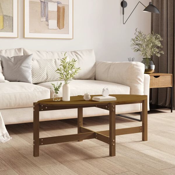 vidaXL Table basse Marron miel 118x63x45 cm Bois massif de pin