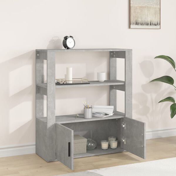 vidaXL Buffet Gris b&eacute;ton 80x30x90 cm Bois d'ing&eacute;nierie