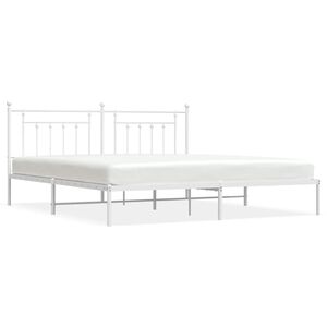 vidaXL Cadre de lit m&eacute;tal sans matelas et t&ecirc;te de lit blanc 193x203 cm