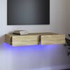 vidaXL Meuble TV avec lumi&egrave;res LED Ch&ecirc;ne sonoma 90x35x15,5 cm