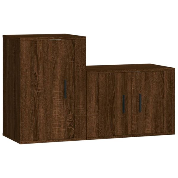 vidaXL Ensemble de meubles TV 2 pcs Ch&ecirc;ne marron Bois d'ing&eacute;nierie
