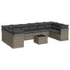 vidaXL Salon de jardin 11 pcs avec coussins gris r&eacute;sine tress&eacute;e