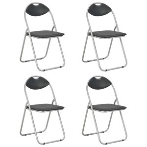 vidaXL Chaises pliantes 4 pi&egrave;ces en similicuir noir