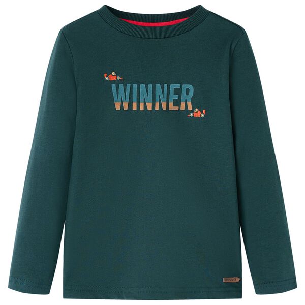 T-shirt pour enfants &agrave; manches longues vert fonc&eacute; 140