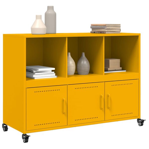 vidaXL Buffet jaune moutarde 100,5x39x72 cm acier