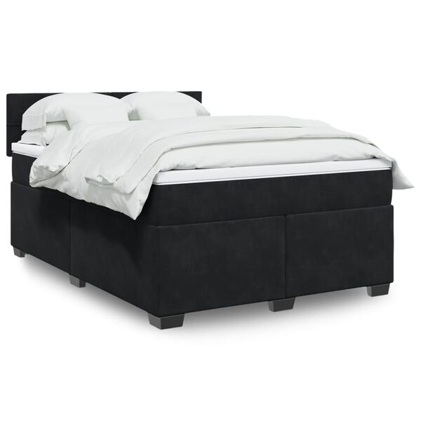 vidaXL Sommier &agrave; lattes de lit et matelas Noir 160x200 cm Velours