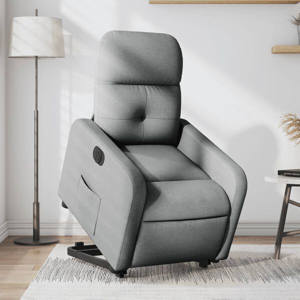 vidaXL Fauteuil inclinable &eacute;lectrique gris clair tissu