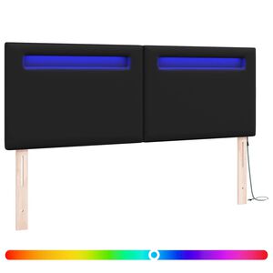 vidaXL T&ecirc;te de lit LED Noir 144 cm Cuir synth&eacute;tique