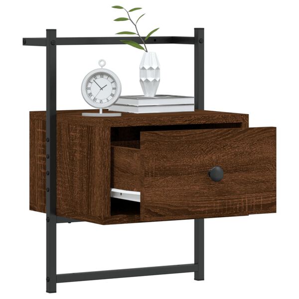 vidaXL Table de chevet murale 2 pcs ch&ecirc;ne marron 35x30x51 cm