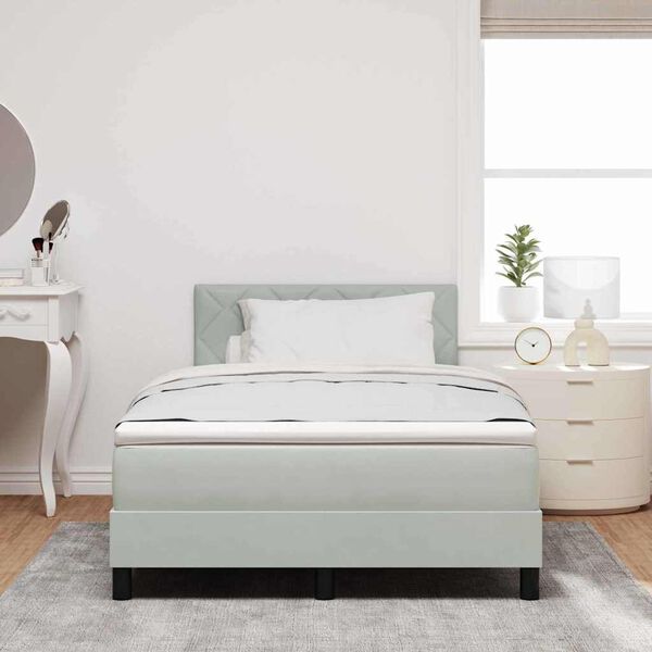 vidaXL Lit &agrave; ressorts avec matelas Gris clair 120 x 190 cm Velours