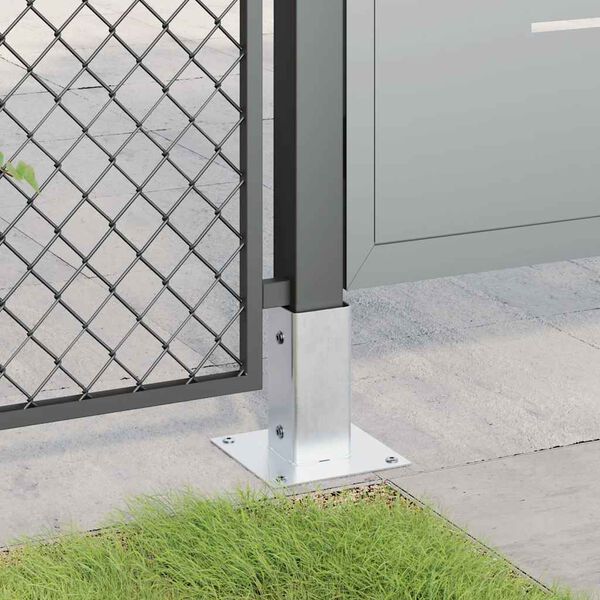 vidaXL Bases de poteau carr&eacute;es 12 pcs argent 61x61 mm acier galvanis&eacute;