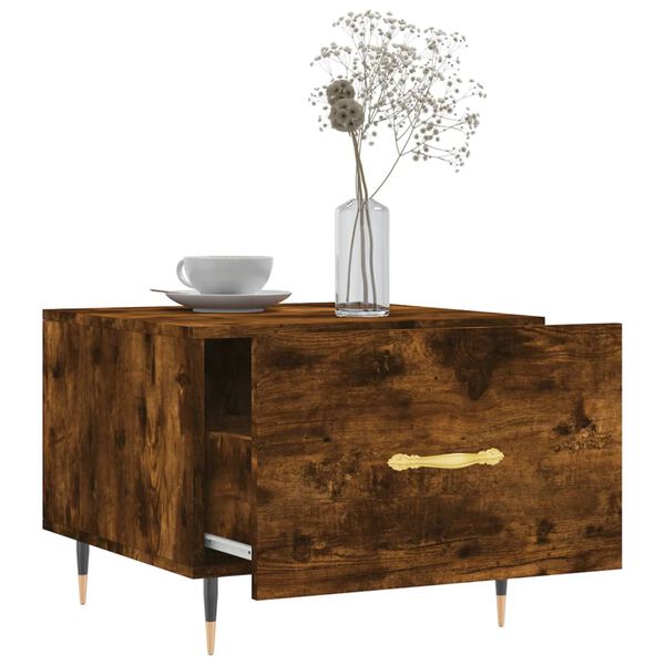 vidaXL Table basse Ch&ecirc;ne fum&eacute; 50x50x40 cm Bois d'ing&eacute;nierie
