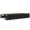 vidaXL Ensemble &agrave; manger de jardin 17 pcs coussins noir r&eacute;sine tress&eacute;e