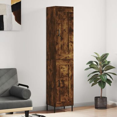 vidaXL Buffet haut Chêne fumé 34,5x34x180 cm Bois d'ingénierie