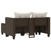 vidaXL Canap&eacute; de jardin 2 places avec tabourets marron r&eacute;sine tress&eacute;e