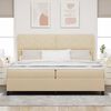 vidaXL Lit &agrave; ressort LED avec matelas Cr&egrave;me 200 x 200 cm tissu