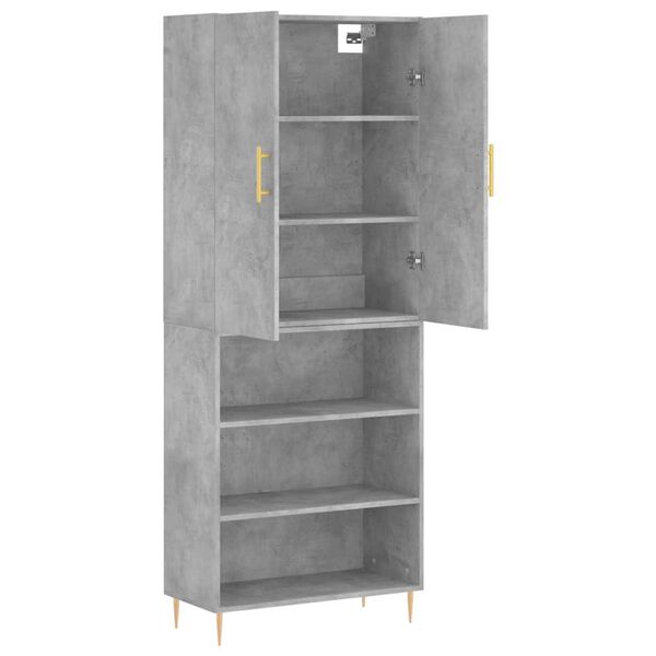 vidaXL Buffet haut Gris béton 69,5x34x180 cm Bois d'ingénierie