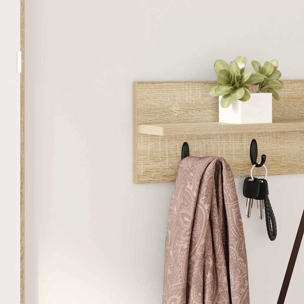 vidaXL Porte-manteau mural Ch&ecirc;ne Sonoma 80 x 10,5 x 18 cm