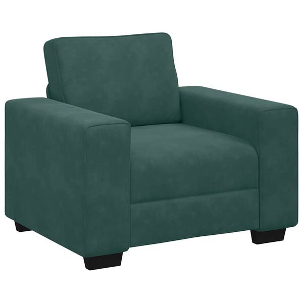 vidaXL Ensemble de canap&eacute;s 3 pcs avec coussins Vert fonc&eacute; Velours
