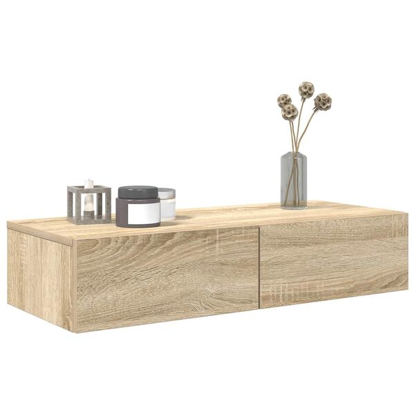 vidaXL &Eacute;tag&egrave;re murale avec tiroirs ch&ecirc;ne sonoma bois d'ing&eacute;nierie