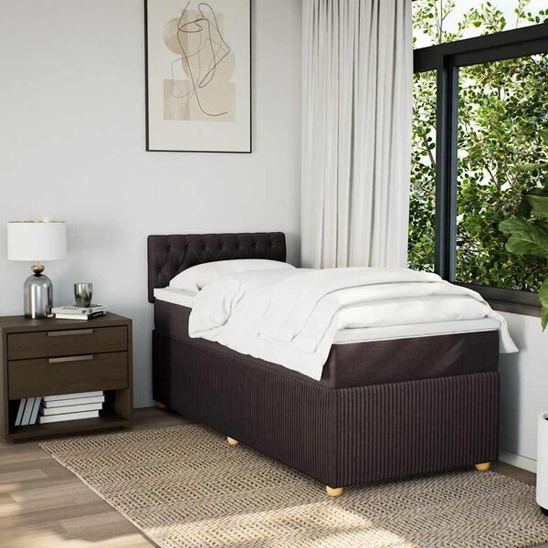 vidaXL Sommier &agrave; lattes de lit avec matelas Marron fonc&eacute; 90x190 cm