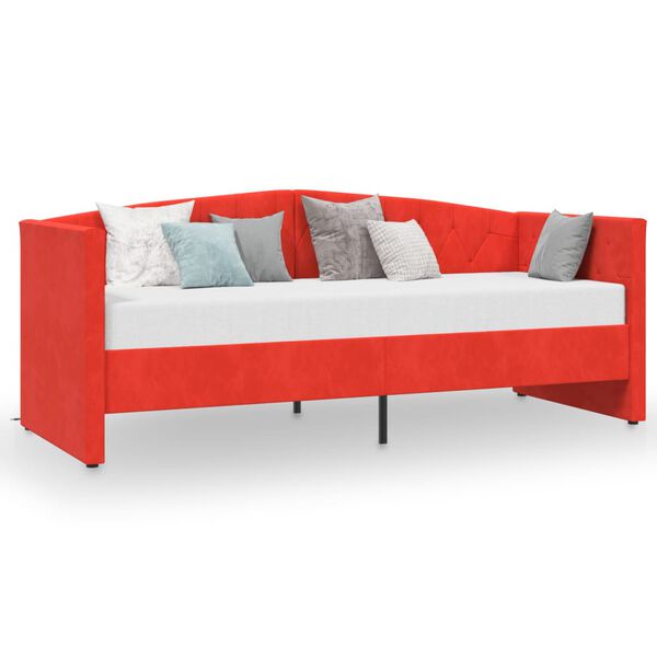 vidaXL Lit avec matelas et USB Rouge bordeaux Velours 90x200 cm