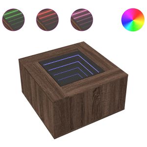 vidaXL Table basse avec LED ch&ecirc;ne marron 60x60x40 cm bois d'ing&eacute;nierie