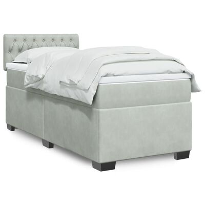 vidaXL Sommier à lattes de lit et matelas Gris clair 90x200 cm Velours