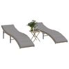 vidaXL Chaises longues lot de 2 avec table beige r&eacute;sine tress&eacute;e