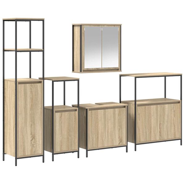 vidaXL Ensemble de mobilier de salle de bain 5 pcs Bois d'ing&eacute;nierie